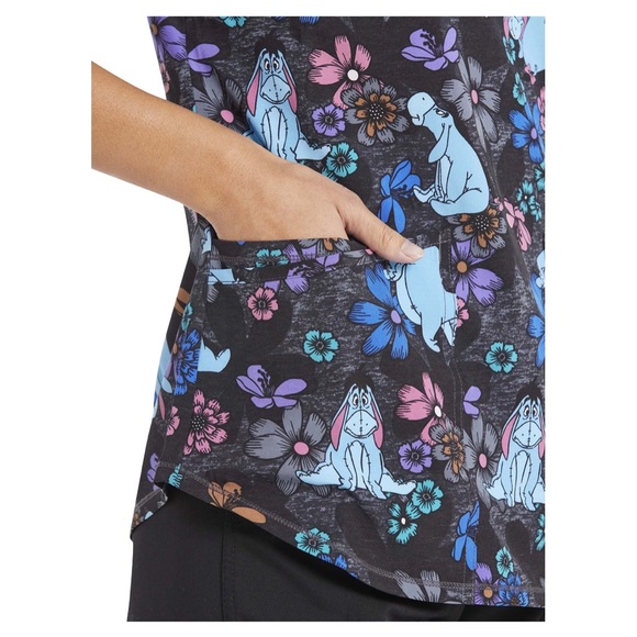 🆕Disney Eeyore “Winnie the Pooh” Pewter FloralFields ScrubStar Medical Scrub - Picture 4 of 6